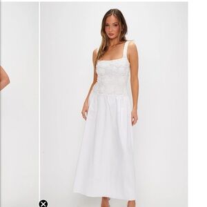 REVOLVE White Textured Floral Dress